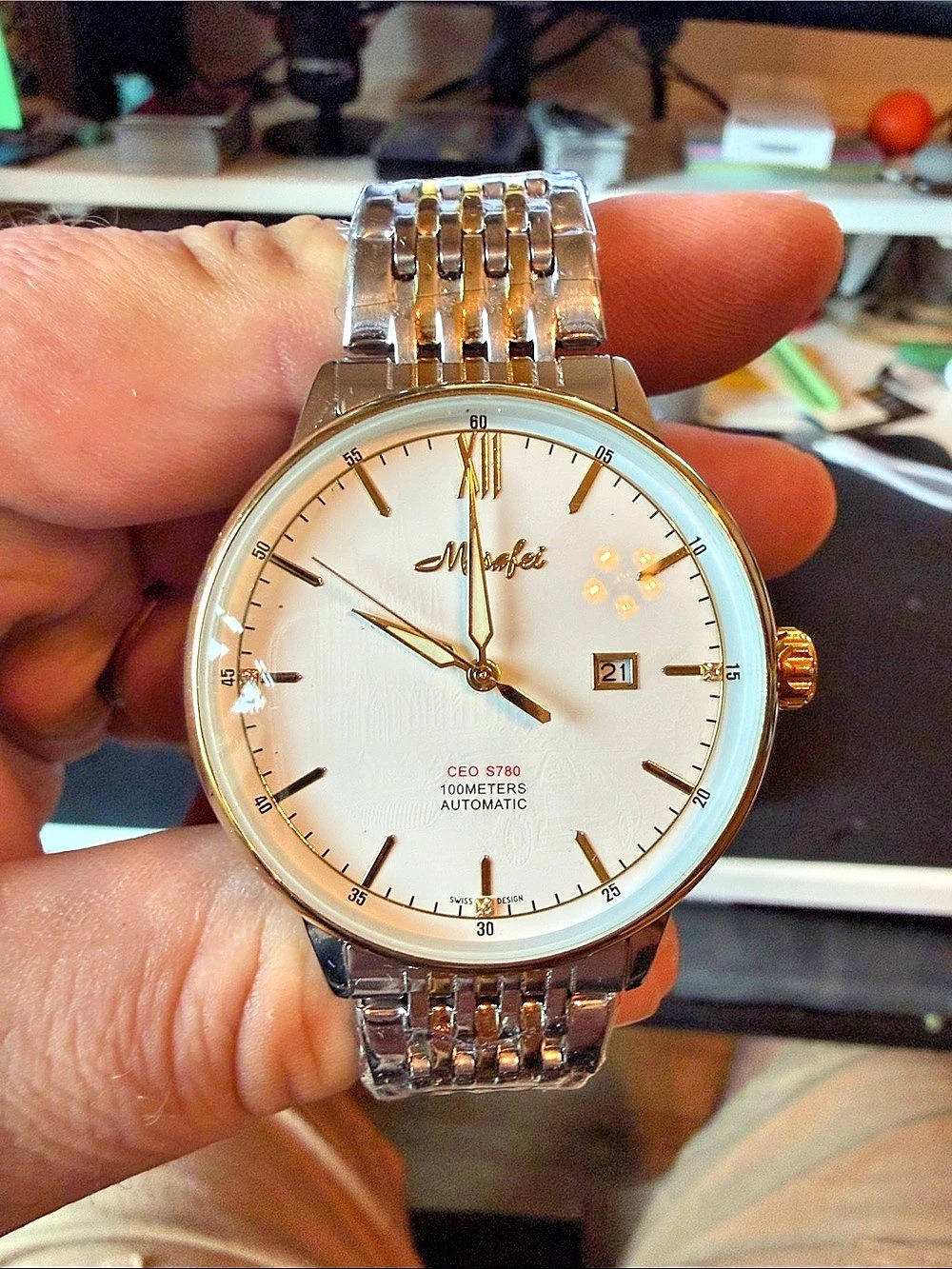 Mechanical CEO 5780 Automatic Watch Silver & Gold NWT
